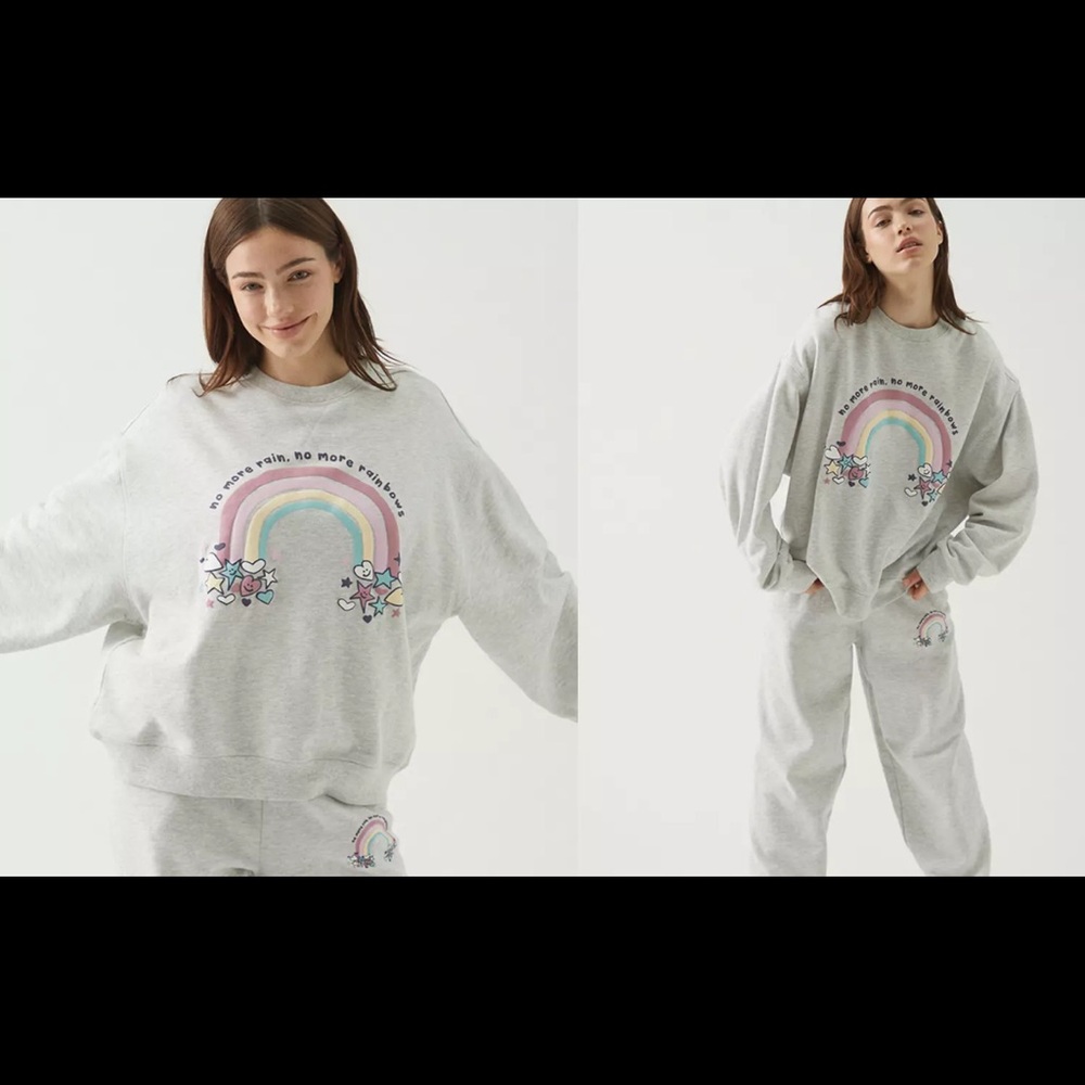 Pacsun No more rain No more rainbows crewneck sweatshirt size Large